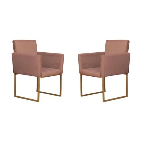 Conjunto 02 Poltronas para Recepção e Sala Klara Suede Cappuccino