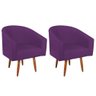 Kit 02 Poltronas Decorativas Sala de Estar Recepção Luiza Pés Palito Suede Roxo - Amarena Móveis - 1