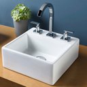 Ver imagem 1 de Cuba de Apoio para Lavatório Quadrada 35x35 em Cerâmica Icasa