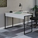 Ver imagem 1 de Escrivaninha Mesa Escritório em L Work 120cm Industrial Branco e Preto