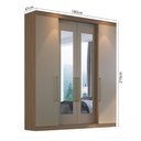 Ver imagem 3 de Guarda Roupa Casal com Espelho 4 Portas 4 Gavetas Berlim Nogueira/Fendi Marrom