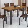 Mesa Retangular Tampo Madeira Maciça Ripado 140x75cm Base Tubo 3" - 2