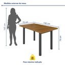 Ver imagem 3 de Mesa de Jantar 6 Lugares Ripado Industrial Madeira Maciça 140x75cm Prata Madeira Maciça/Preto