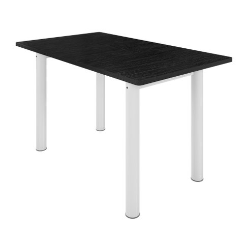 Mesa de Jantar Retangular 6 Lugares Tampo de Ardósia e Aço 140x75cm Branco