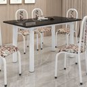 Ver imagem 2 de Mesa de Jantar Retangular 6 Lugares Tampo de Ardósia e Aço 140x75cm Branco
