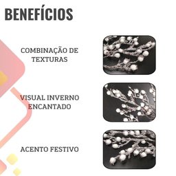 Galho Decorativo Frutas Neve Natal Grande - 71cm - 5