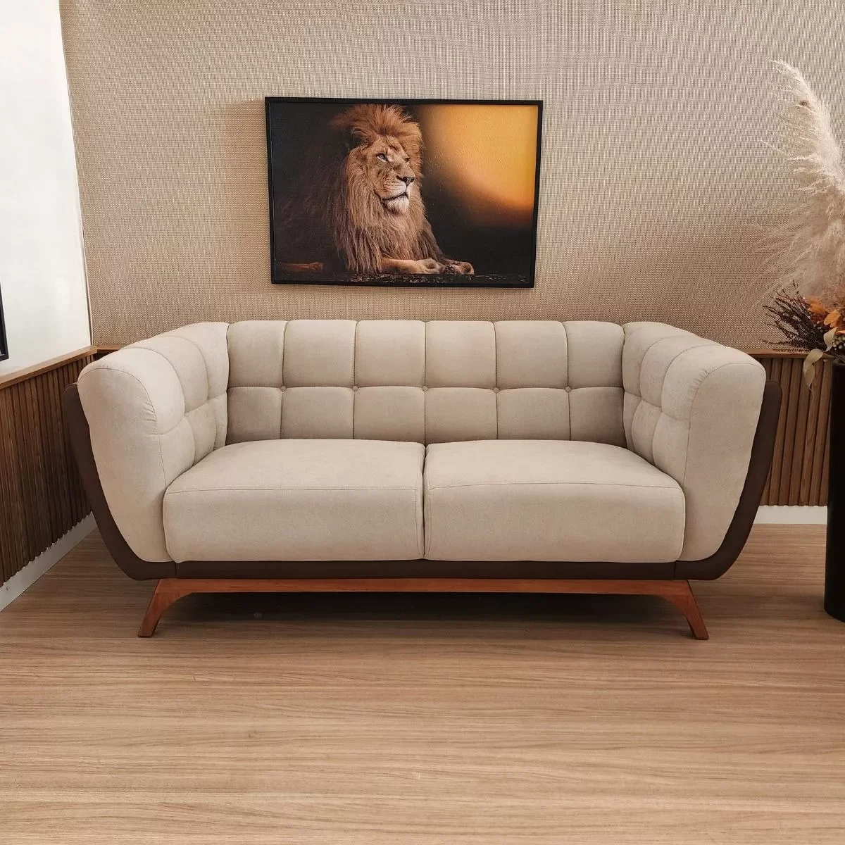 Ver imagem 4 de Sofá 2 Lugares Peonia Living 180 Cm Acquablock/ Tecido Sintético Pés Madeira Nobre Luxo - Harmônica 