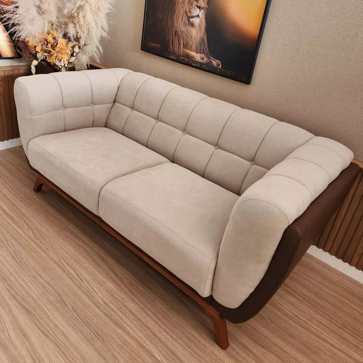 Ver imagem 7 de Sofá 2 Lugares Peonia Living 180 Cm Acquablock/ Tecido Sintético Pés Madeira Nobre Luxo - Harmônica 