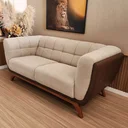 Ver imagem 2 de Sofá 2 Lugares Peonia Living 180 cm Acquablock/ Tecido Sintético Pés Madeira Nobre Luxo - Harmônica