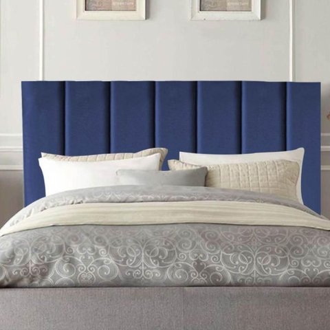 Cabeceira Estofada Cama Solteiro 90cm Luna Suede e Frame Azul Marinho