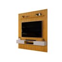 Ver imagem 3 de Painel Ripado Suspenso para TV até 75 Polegadas MDF 250CMX240CM Nicho Trento Marrom