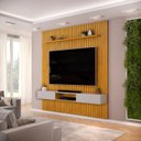 Ver imagem 1 de Painel Ripado Suspenso para TV até 75 Polegadas MDF 250CMX240CM Nicho Trento Marrom