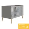 Dormitório Theo Retrô 3 Portas, Cômoda 6 Gavetas, Berço Cinza Fosco com Pés Madeira Natural e Colchã - 5