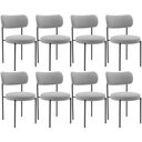 Ver imagem 1 de Kit 08 Cadeiras Estofadas para Sala de Jantar Louise L02 Bouclê Cinza - Lyam Decor