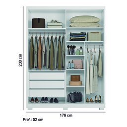 Guarda Roupa Roupeiro 04 Portas 03 Gavetas Califórnia Branco Ripado Flex Moval - 2