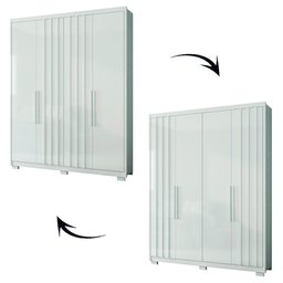 Guarda Roupa Roupeiro 04 Portas 03 Gavetas Califórnia Branco Ripado Flex Moval - 4