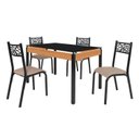 Ver imagem 2 de Conjunto Sala de Jantar Mesa 120x77cm Tampo Vidro com 4 Cadeiras Jade Preto/Fosco/Bege