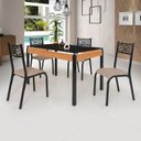 Ver imagem 1 de Conjunto Sala de Jantar Mesa 120x77cm Tampo Vidro com 4 Cadeiras Jade Preto/Fosco/Bege