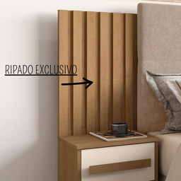 Cabeceira Casal Ajustavel Ripado Suiça - Cinamomo/off White - 3