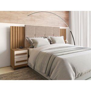 Cabeceira Casal Ajustavel Ripado Suiça - Cinamomo/off White
