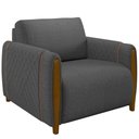 Ver imagem 7 de Kit Sofá 3 Lugares Sala Estar 223cm com Poltrona Flora Pés de Madeira M03 Linho Chumbo - Lyam