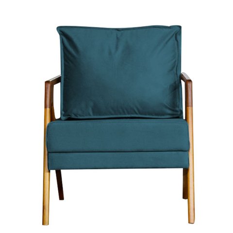 Poltrona Cadeira Mona Recepção - Suede Azul Royal