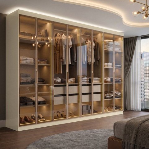 Guarda-Roupa Casal 8 Portas com 8 Portas Reflecta com LED Paris Yescasa