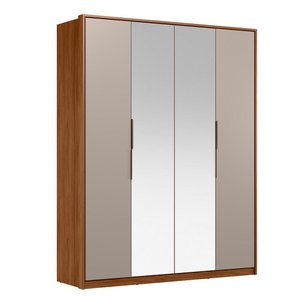 Guarda Roupa Casal Attore 4 Portas Nogueira/nude Prime com 2 Espelhos - Demartêz
