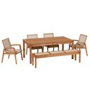 Ver imagem 1 de Mesa de Jantar com Banco de Madeira 180cm e 04 Cadeiras Trammare C07 Corda Náutica Areia - Lyam