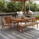 Ver imagem 2 de Mesa de Jantar com Banco de Madeira 180cm e 04 Cadeiras Trammare C07 Corda Náutica Areia - Lyam