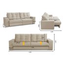 Ver imagem 3 de Sofá Retrátil e Reclinável 2 Lugares 2,30m com Molas Giovana Suede Bege Bege