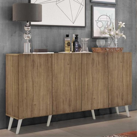 Aparador Buffet Retrô Multimóveis 4 Portas Rustic/branco