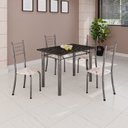 Ver imagem 1 de Conjunto de Mesa Tubular 100cm x 60cm com Tampo e 4 Cadeiras Dany Prata/Bege