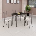 Ver imagem 1 de Conjunto de Mesa Tubular 100cm x 60cm com Tampo e 4 Cadeiras Dany Prata/Arabesco