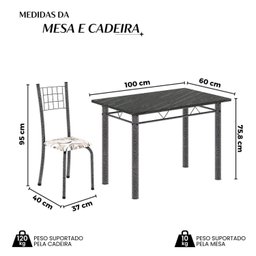 Conjunto de Mesa Tubular 100cm X 60cm com Tampo e 4 Cadeiras Dany - 3