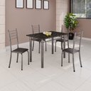 Ver imagem 1 de Conjunto de Mesa Tubular 100cm x 60cm com Tampo e 4 Cadeiras Dany Prata/Preto