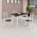 Ver imagem 1 de Conjunto de Mesa Tubular 100cm x 60cm com Tampo e 4 Cadeiras Dany Branco/Preto