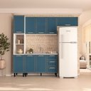 Ver imagem 1 de Cozinha Compacta 250078 4 Peças Amara Branco Azul Politorno Móveis