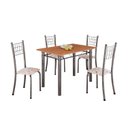 Ver imagem 2 de Conjunto de Mesa Tubular 100x60cm Tampo em MDF e 4 Cadeiras Dany Prata/Bege