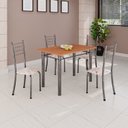 Ver imagem 1 de Conjunto de Mesa Tubular 100x60cm Tampo em MDF e 4 Cadeiras Dany Prata/Bege
