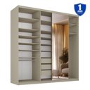 Ver imagem 4 de Guarda-Roupa Closet Casal 100% MDF BP 208cm com 1 Porta Espelho 3 Gavetas Sion Bege/Panna
