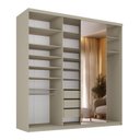 Ver imagem 2 de Guarda-Roupa Closet Casal 100% MDF BP 208cm com 1 Porta Espelho 3 Gavetas Sion Bege/Panna