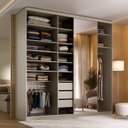 Ver imagem 1 de Guarda-Roupa Closet Casal 100% MDF BP 208cm com 1 Porta Espelho 3 Gavetas Sion Bege/Panna