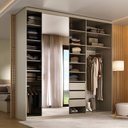 Ver imagem 5 de Guarda-Roupa Closet Casal 100% MDF BP 208cm com 1 Porta Espelho 3 Gavetas Sion Bege/Panna