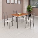 Ver imagem 1 de Conjunto de Mesa Tubular 100x60cm Tampo em MDF e 4 Cadeiras Dany Prata/Arabesco