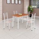 Ver imagem 1 de Conjunto de Mesa Tubular 100x60cm Tampo em MDF e 4 Cadeiras Dany Branco/Bege