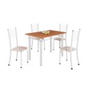 Ver imagem 2 de Conjunto de Mesa Tubular 100x60cm Tampo em MDF e 4 Cadeiras Dany Branco/Bege