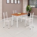 Ver imagem 1 de Conjunto de Mesa Tubular 100x60cm Tampo em MDF e 4 Cadeiras Dany Branco/Arabesco