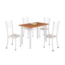Ver imagem 2 de Conjunto de Mesa Tubular 100x60cm Tampo em MDF e 4 Cadeiras Dany Branco/Arabesco