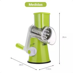 Ralador Fatiador Giratório 3 Lâminas Fácil Limpar Cor Verde - 4